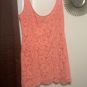 NBD revolve mini coral peach dress lace medium